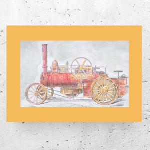 retro plakat A4, vintage plakat, maszyny obrazek vintage, vintage obraz z maszyną, mały plakat do przedpokoju, retro obrazek do pokoju chłopca, grafika do gabinetu, plakat do biura