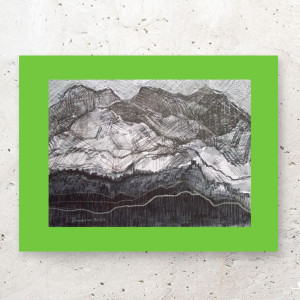 nowoczesny rysunek 30x40, czarno biały obrazek z górami, góry obraz 30x40, skandynawski rysunek do sypialni, rysunek z pejzażem górskim, minimalizm grafika do domu