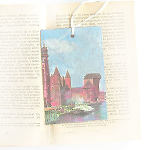vintage zakładka do książki, shabby chic zakładka, Gdańsk zakładka do książek, retro zakładka do książek, zabytki zakladka do książek