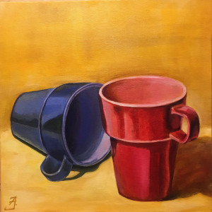 Czerwony i niebieski - obraz olejny