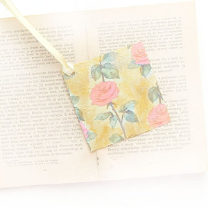 retro zakładka do książki, róże zakładka, kwiaty zakładka, decoupage zakładka do książek, pastelowa zakładka do książki, vintage zakładka dla dziewczyny, zakładka dla kobiety