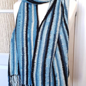 83. długi, ciepły szalik; rękodzieło; szal dla niej lub dla niego