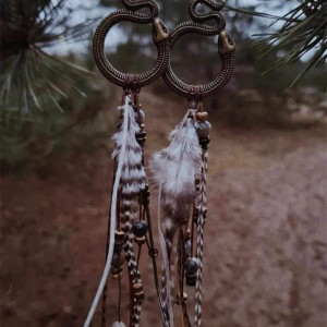 Kolczyki Węże z piórami Boho Snake