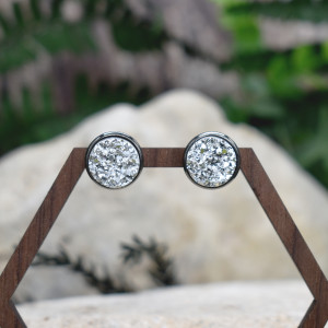 Stalowe czarne kolczyki sztyfty z druzami #125