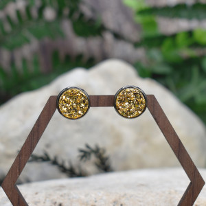 Stalowe czarne kolczyki sztyfty z druzami #126