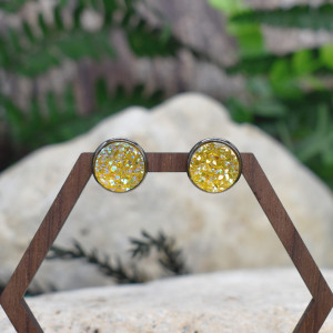 Stalowe czarne kolczyki sztyfty z druzami #133