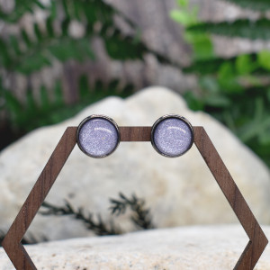 Stalowe kolczyki wkrętki z drobinkami złota #148