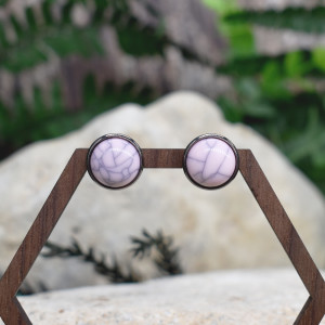 Stalowe kolczyki wkrętki imitacja howlitu #149