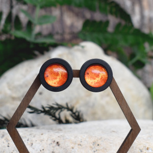 Drewniane kolczyki sztyfty z kaboszonami z grafiką - Wenus #174