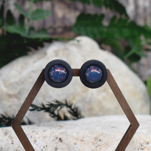 Czarne drewniane kolczyki sztyfty kameleon #181