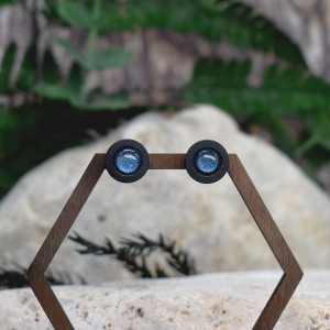 Czarne drewniane kolczyki sztyfty kameleon #234