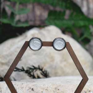 Stalowe kolczyki wkrętki brokatowe #244