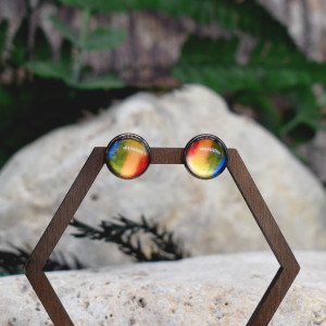 Stalowe kolczyki wkrętki ombre akwarela #269