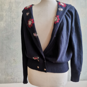 Kardigan niebieski wełna