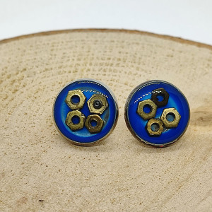 Steampunk - kolczyki sztyfty z żywicy, elementy z zegarka.