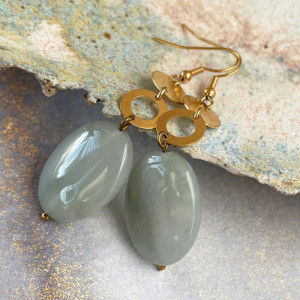 Pozłacane kolczyki z owalnym kwarcem c1036