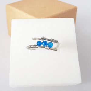 Pierścionek z jadeitem chabrowym - rozmiar 16