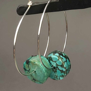 Kolczyki wiszące z turkusem