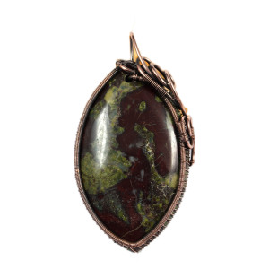 Krwawnik, Miedziany wisior z kamieniem krwistym, heliotrop, ręcznie wykonany, prezent dla niej, prezent dla mamy, prezent urodzinowy, unisex