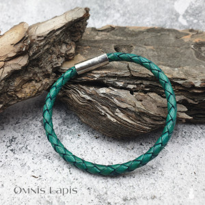 Bransoletka z rzemienia - butelkowa zieleń