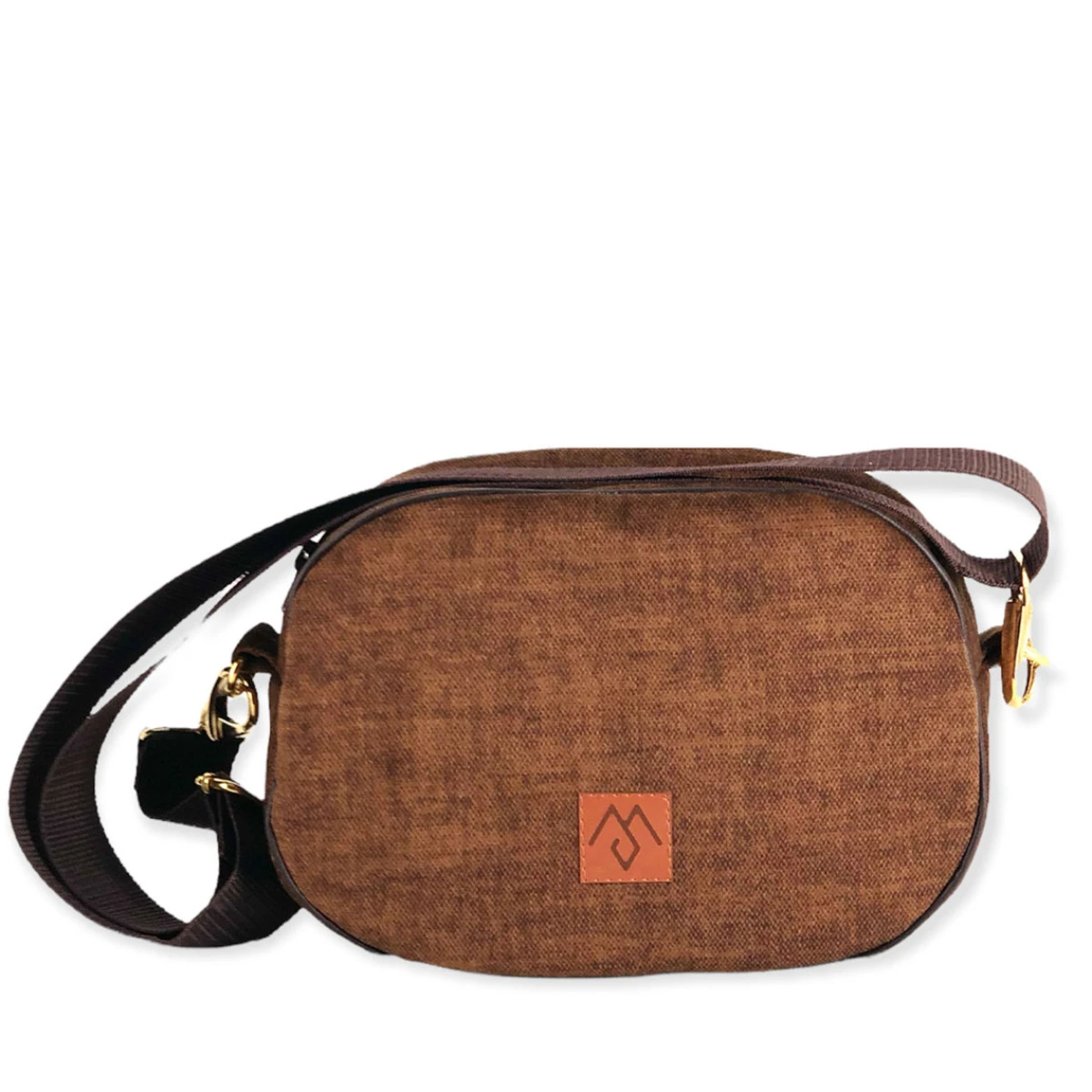 Torba listonoszka z weluru tapicerskiego "Mili Boxy Bag" - brązowa