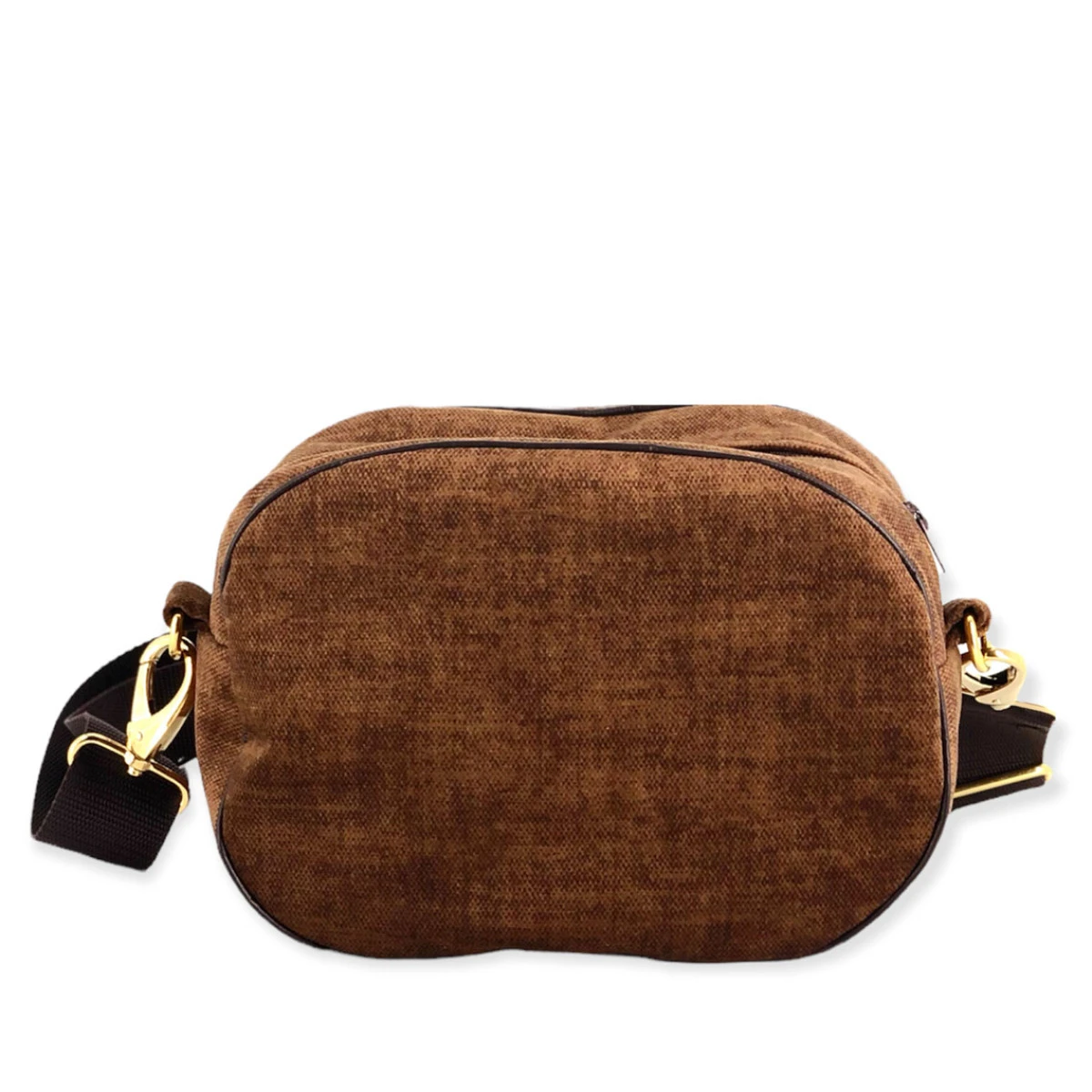 Torba listonoszka z weluru tapicerskiego "Mili Boxy Bag" - brązowa