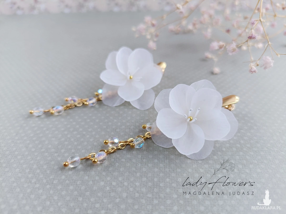 Kolczyki transparentne kwiaty
