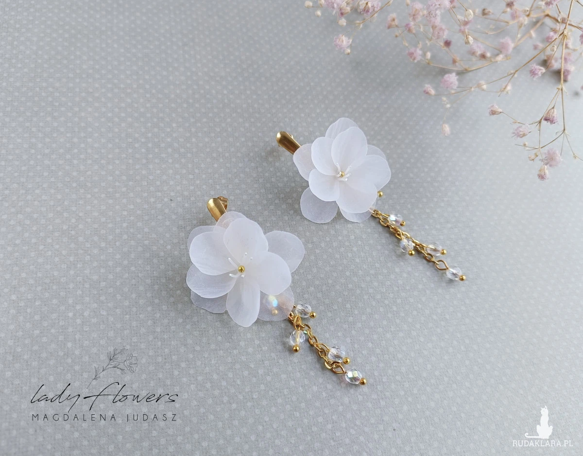 Kolczyki transparentne kwiaty