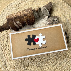 188, kartka na ślub do koperty z puzzlami.