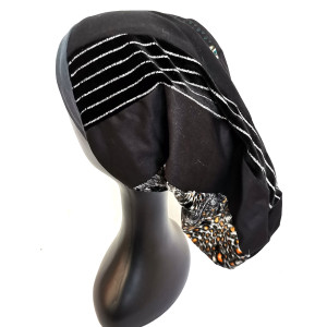 Czapka patchworkowa turbanowa na podszewce smerfetka