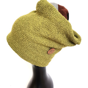 Czapka zielona turbanowa na podszewce smerfetka