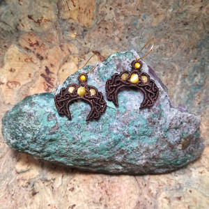 LUNULA słowiański księżyc Tygrysie Oko Ag 925 Delfina Dolls mikro makrama