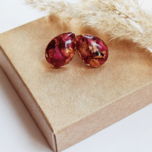 Kolczyki sztyfty z płatkami róży