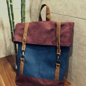 Plecak włóczykija - oberżyna, kobalt, koniak