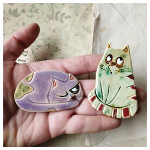 Kotki zestaw broszek