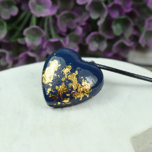 Wisiorek serce - granat ze złotem