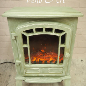 Stylizowny Kominek elektryczny - pistacjowy