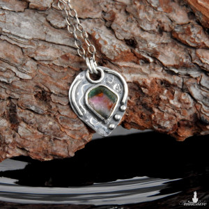 Naszyjnik srebrny z turmalinem arbuzowym