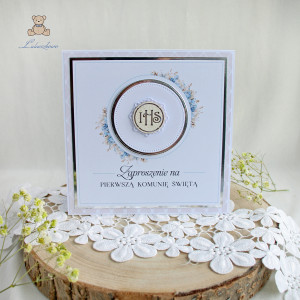 Zaproszenia na Pierwszą Komunię, komunijne "Blue Flower"