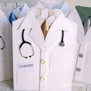 Kartka fartuch lekarski męski, podziękowanie dla lekarza