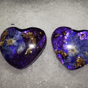 Fioletowe serduszka kolczyki biżuteria z sercem