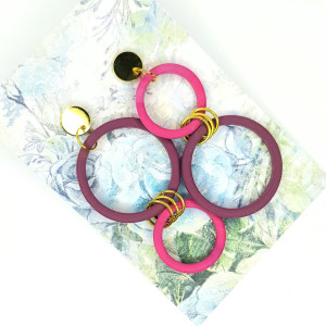 Super lekkie kolczyki koła fuksja i burgund