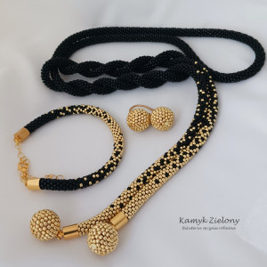 Czarno-złoty komplet z kuleczkami