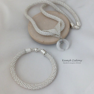 Komplet z kryształem górskim