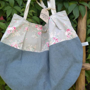 Dwustronna torba lniana w stylu vintage