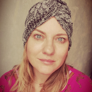 Turban codzienny koronkowy szary