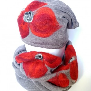 komplet wełniany szary