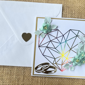 201, Kartka na ślub z geometrycznym sercem