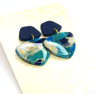Cudne kolczyki z gliny polimerowej granat turkus jak jaspis