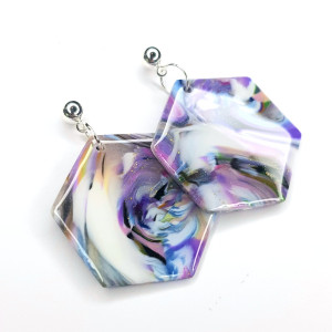 Heksagony kolczyki z gliny polimerowej magiczne